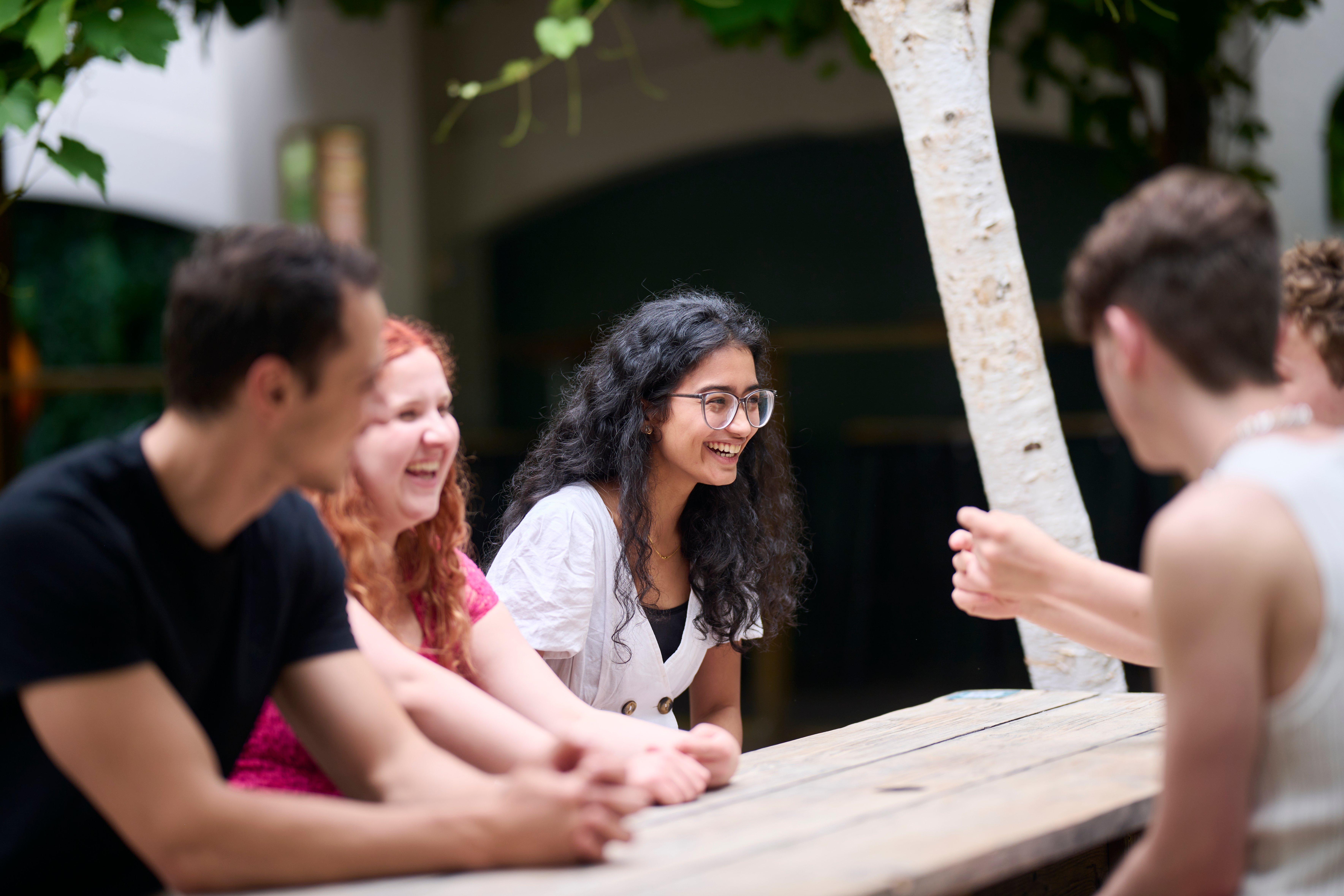 University students laughing